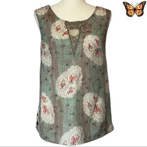 Peppermint Sleeveless Blouse with Lace Inserts Size Small